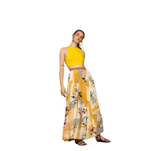 Anthropologie Bhanuni by Jyoti Skirt Womens XS Mischa Maxi Boho Printed Rayon - Picture 9 of 16